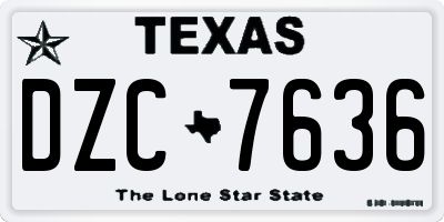 TX license plate DZC7636
