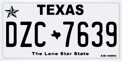TX license plate DZC7639