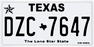 TX license plate DZC7647