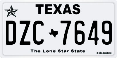 TX license plate DZC7649