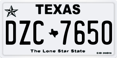 TX license plate DZC7650