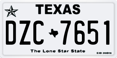 TX license plate DZC7651