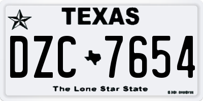 TX license plate DZC7654