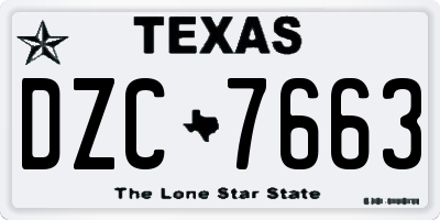 TX license plate DZC7663