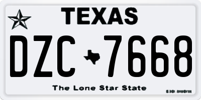 TX license plate DZC7668