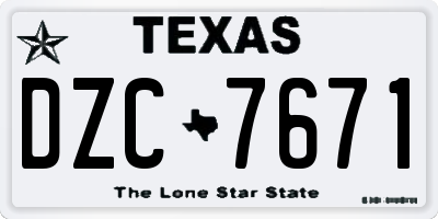 TX license plate DZC7671