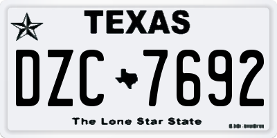 TX license plate DZC7692
