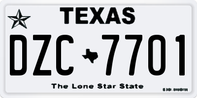 TX license plate DZC7701