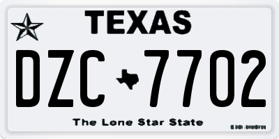 TX license plate DZC7702