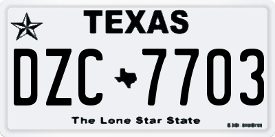 TX license plate DZC7703