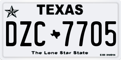 TX license plate DZC7705