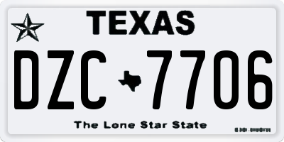TX license plate DZC7706