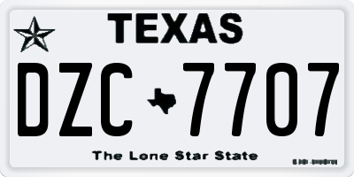 TX license plate DZC7707