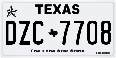 TX license plate DZC7708