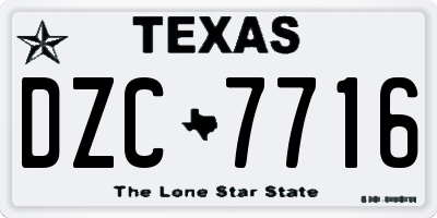 TX license plate DZC7716