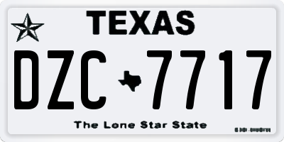 TX license plate DZC7717