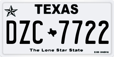 TX license plate DZC7722