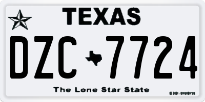TX license plate DZC7724