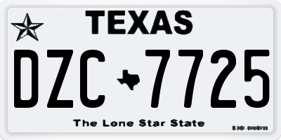 TX license plate DZC7725