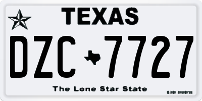 TX license plate DZC7727