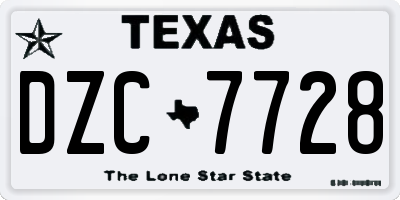 TX license plate DZC7728