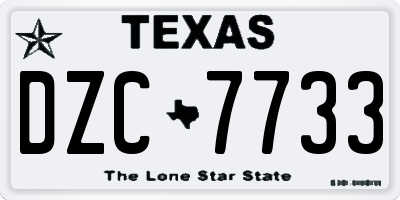 TX license plate DZC7733