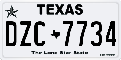 TX license plate DZC7734