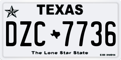 TX license plate DZC7736