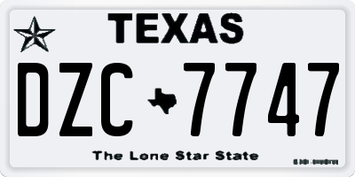 TX license plate DZC7747