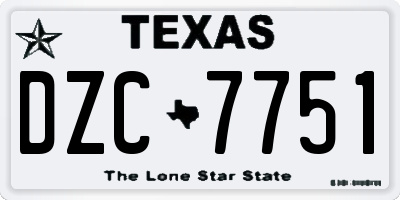 TX license plate DZC7751