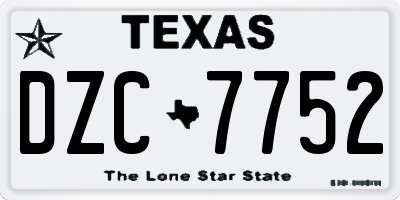 TX license plate DZC7752