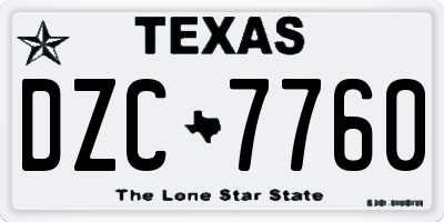 TX license plate DZC7760