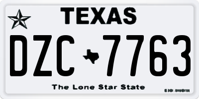 TX license plate DZC7763