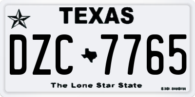 TX license plate DZC7765