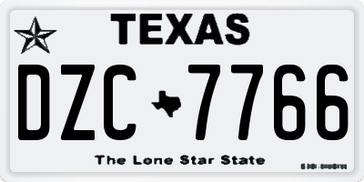 TX license plate DZC7766