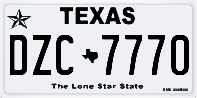 TX license plate DZC7770
