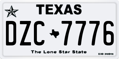 TX license plate DZC7776