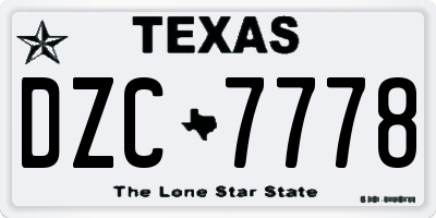 TX license plate DZC7778