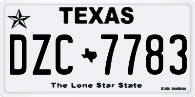 TX license plate DZC7783
