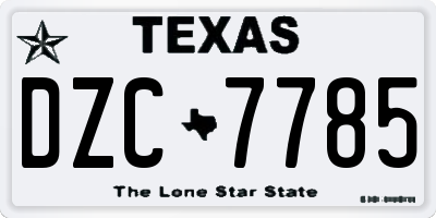 TX license plate DZC7785