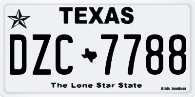 TX license plate DZC7788