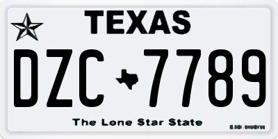 TX license plate DZC7789