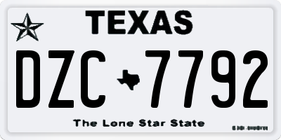 TX license plate DZC7792