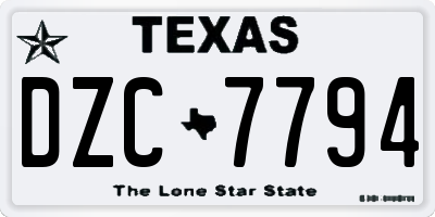 TX license plate DZC7794