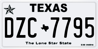 TX license plate DZC7795