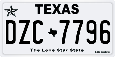 TX license plate DZC7796