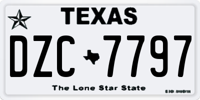 TX license plate DZC7797