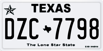 TX license plate DZC7798