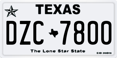 TX license plate DZC7800