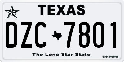 TX license plate DZC7801